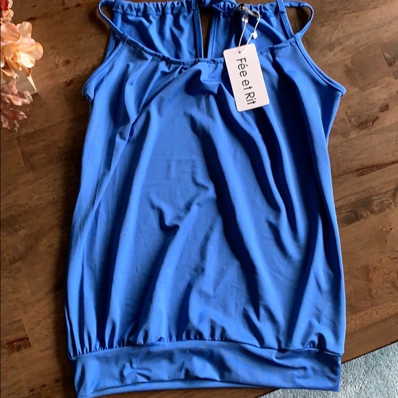 Deep Blue Lace-up Womens tank - Picture 3 of 3